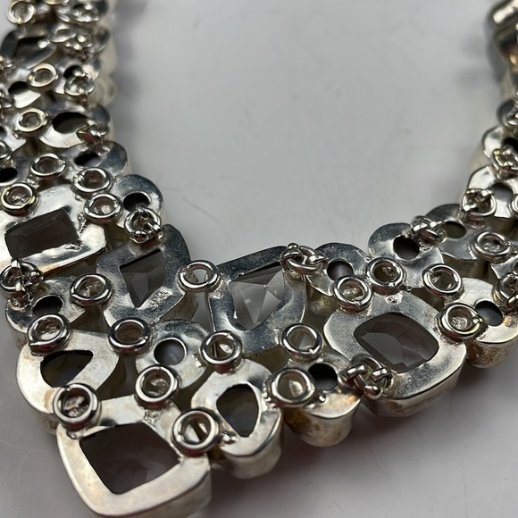 Silver heavy 90kg ,pearl quartz crystal and opalite glass necklace. Hand made - Picture 6 of 7